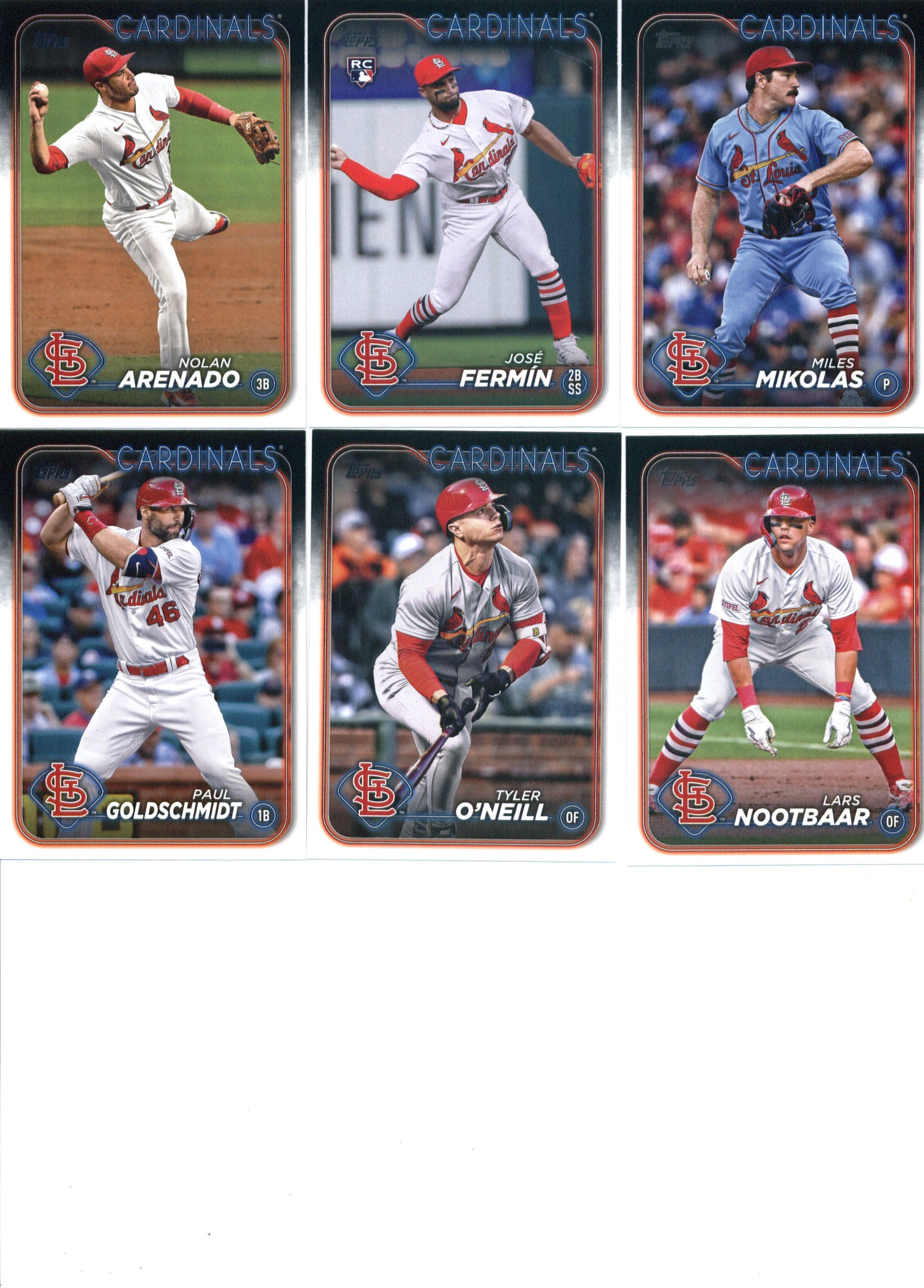 2024 Topps Series 1 St. Louis Cardinals Team Set of 9 Cards
