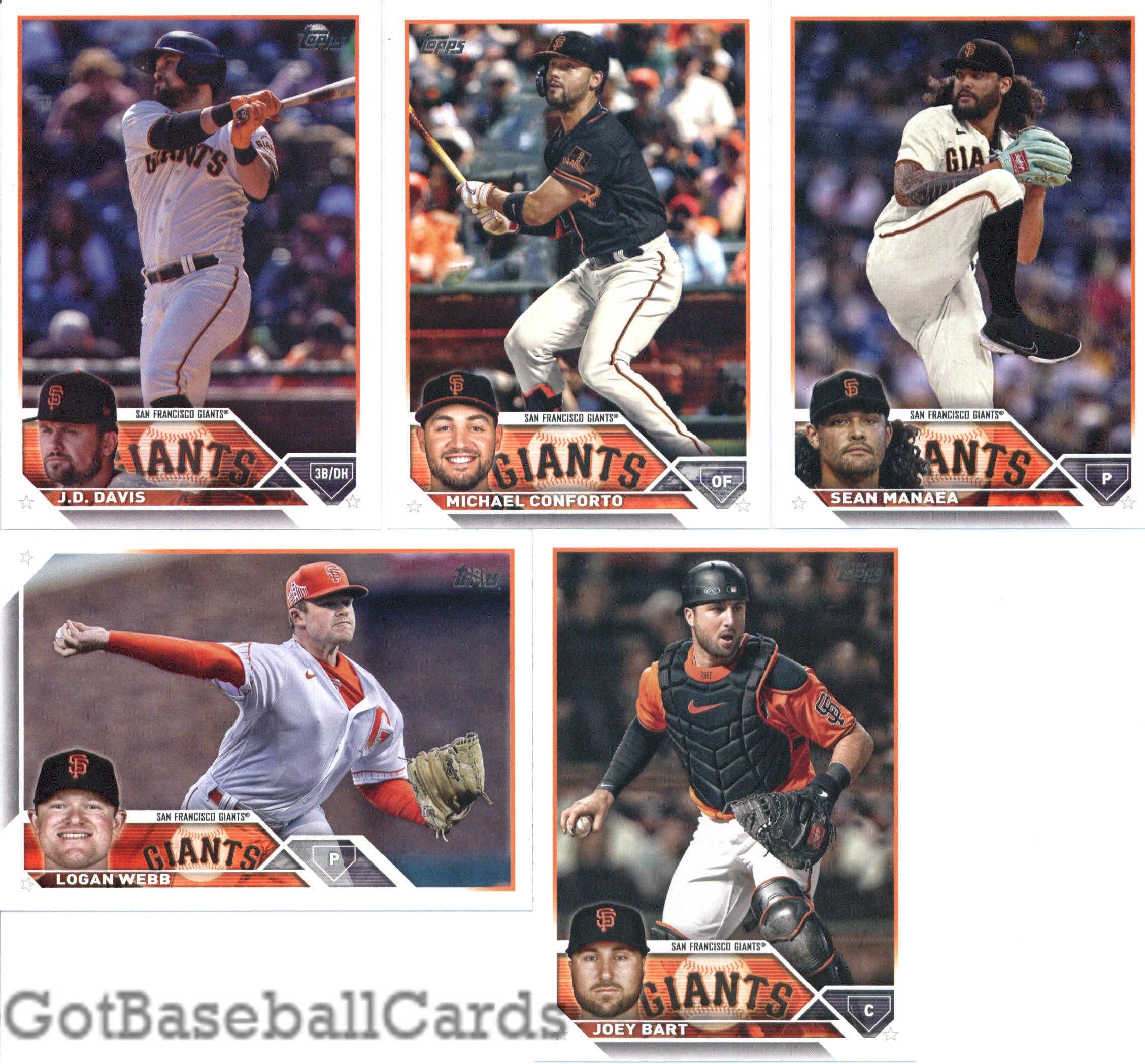 2023 Topps Complete Set (Series 1 & 2) San Francisco Giants Team Set of 20 Cards