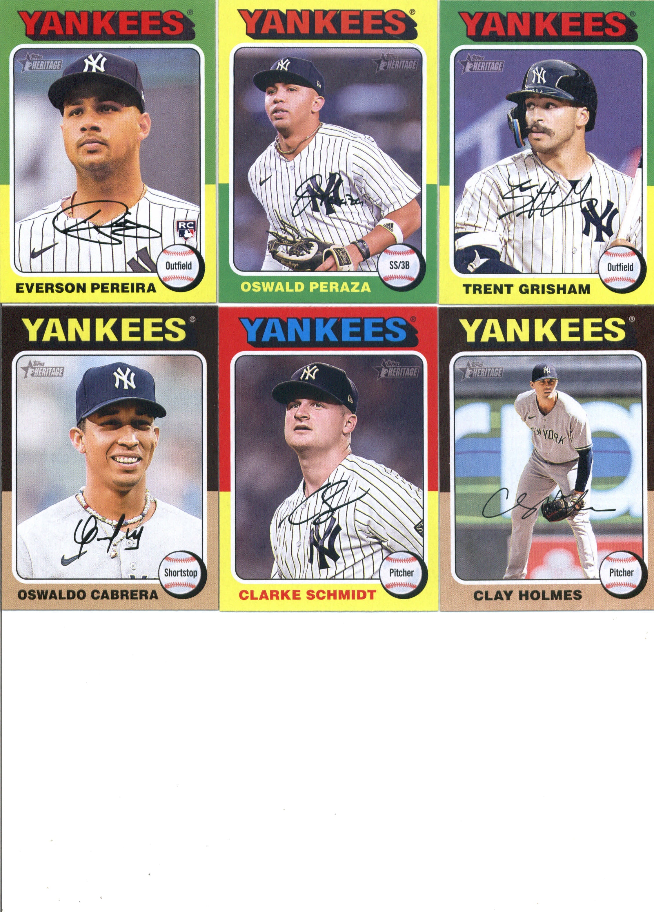 2024 Topps Heritage New York Yankees Team Set of 19 Cards
