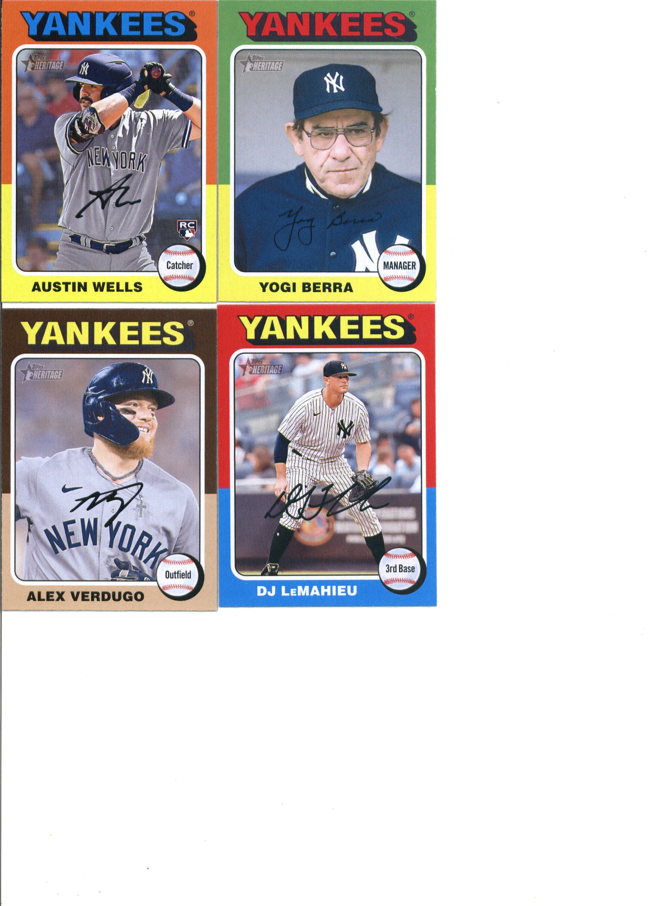 2024 Topps Heritage New York Yankees Team Set of 19 Cards