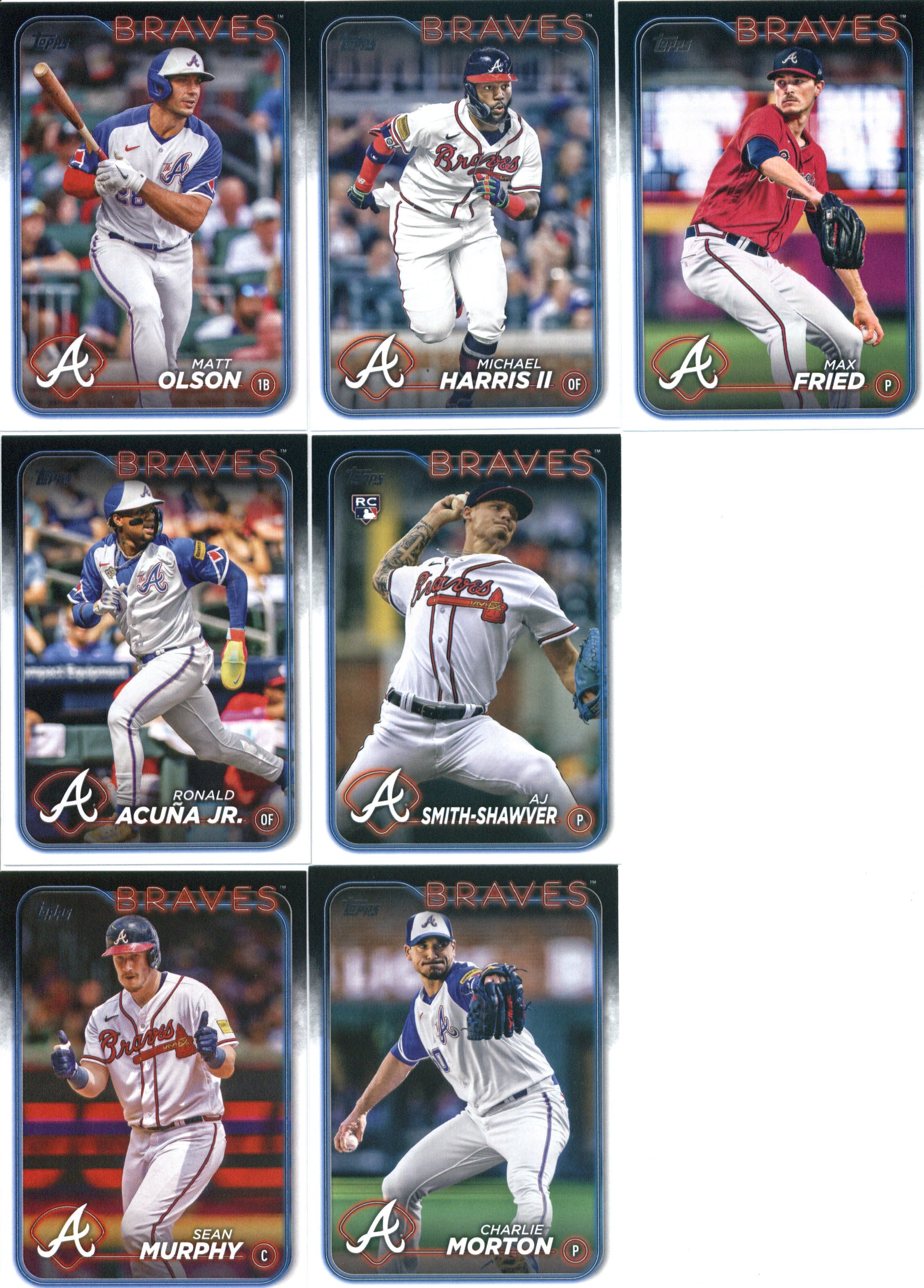 2024 Topps Series 1 Atlanta Braves Team Set of 12 Cards
